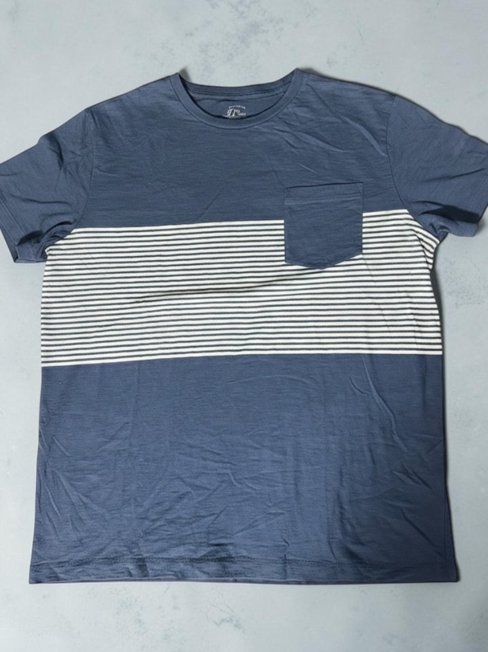 J.Crew Men's Slub Cotton Stripe Pocket Tee- Size L